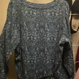Blue Patterned Long Sleeve Top